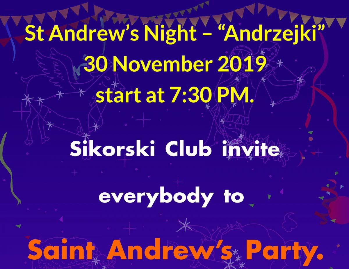 St Andrew’s Night – Andrzejki 30 November 2019 start at 7:30 PM 🗓