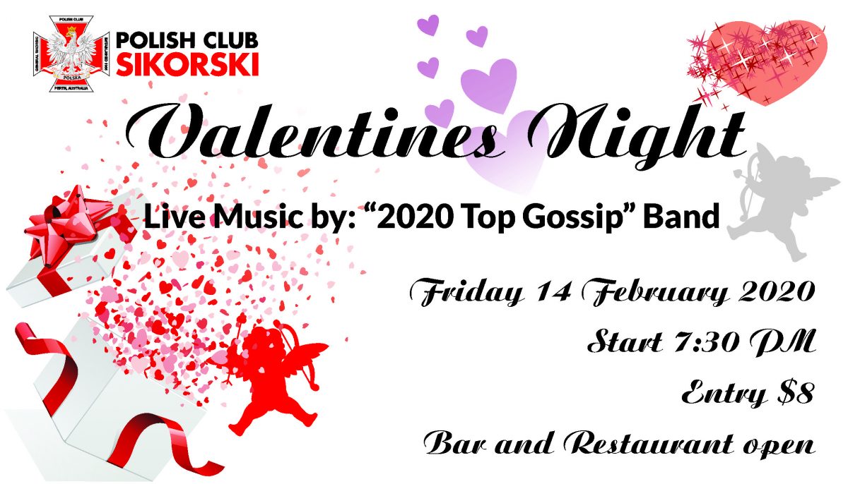 Valentine’s Night – Friday 14 February 2020 at 7:30PM 🗓