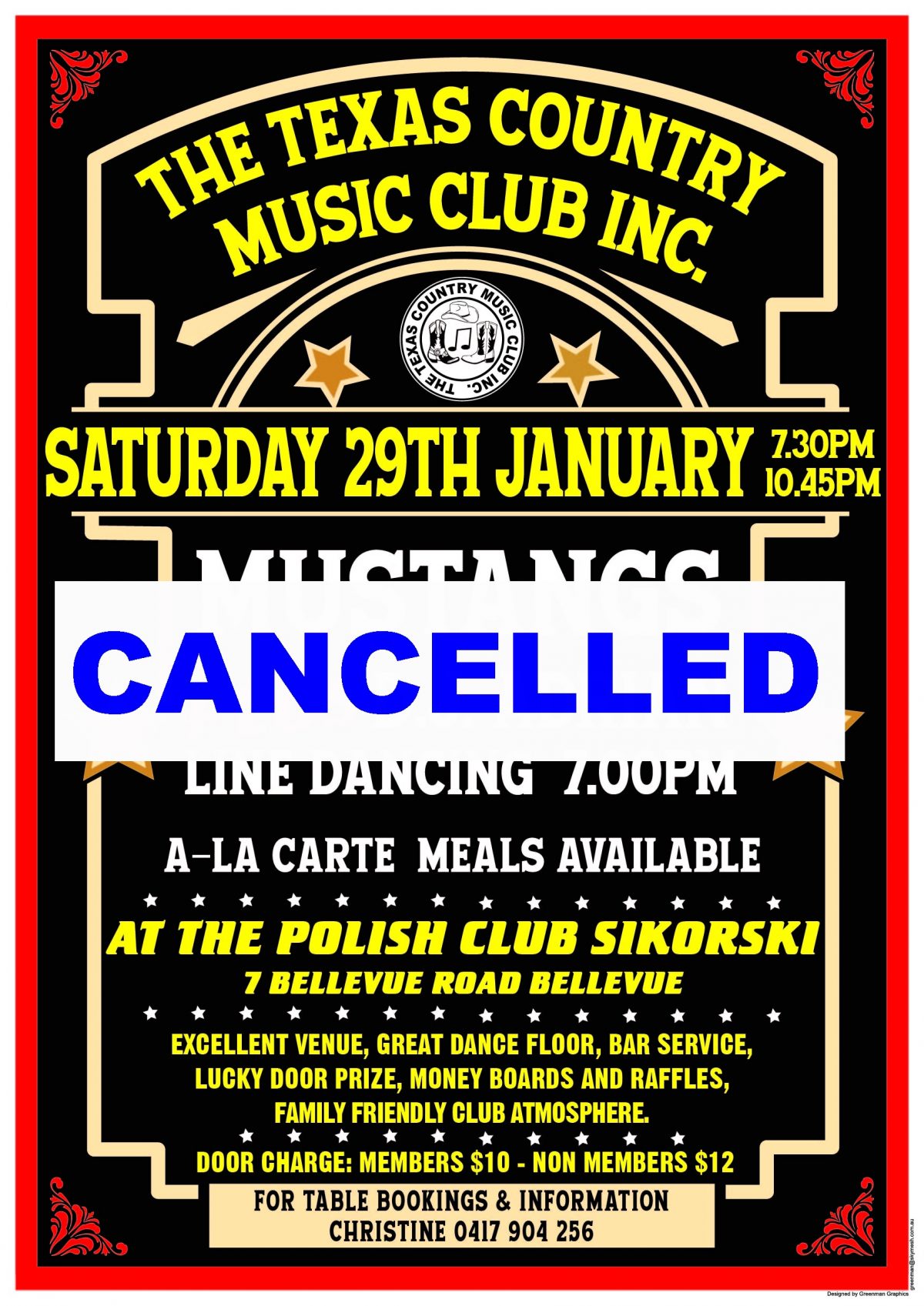 Night Party Texas Style – Saturday 29 January 2022 at 7:30 PM Cancelled 🗓