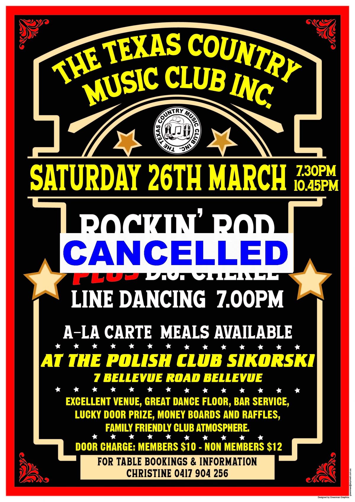 Night Party Texas Style – Saturday 26 March 2022 CANCELLED 🗓