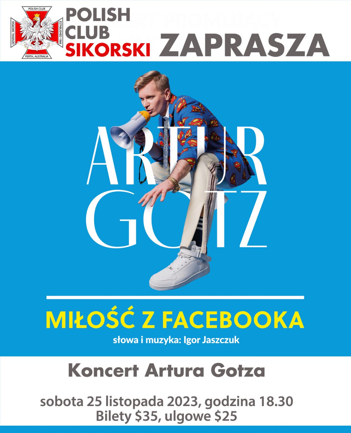 Concert “Love from Facebook” – singer Artur Gotz, Saturday, November 25, 6:30 p.m 🗓